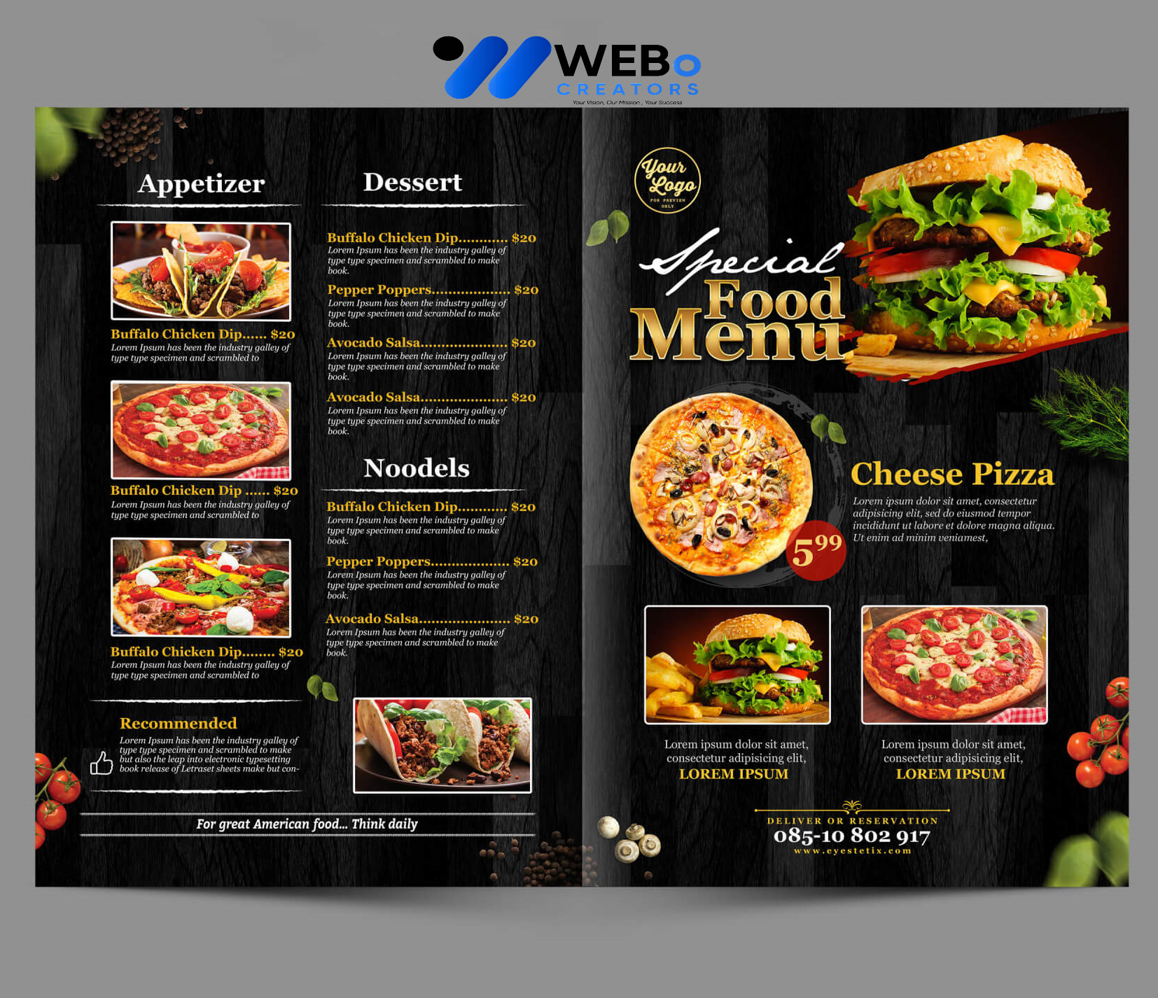 Modern restaurant menu design Al Ain 2026 café menu layout food branding design services